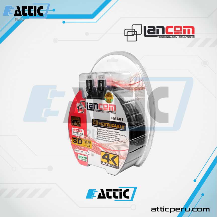 Cable HDMI 2.0 LANCOM 25m Negro con Ferrita ZZ-HAA01-25M