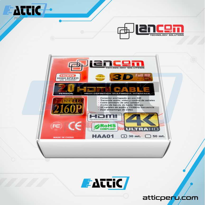 Cable HDMI 2.0 LANCOM 30m Dorado ZZ-HAA01-30M