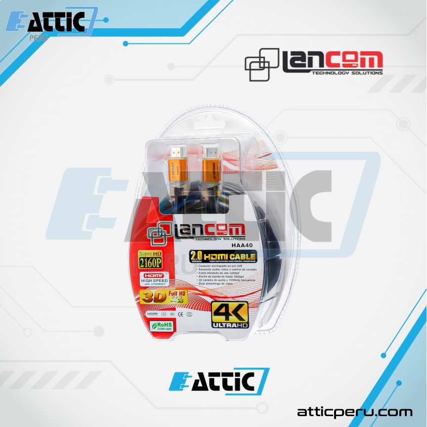 Cable HDMI 2.0 LANCOM 5m Dorado con Ferrita ZZ-HAA40-5M