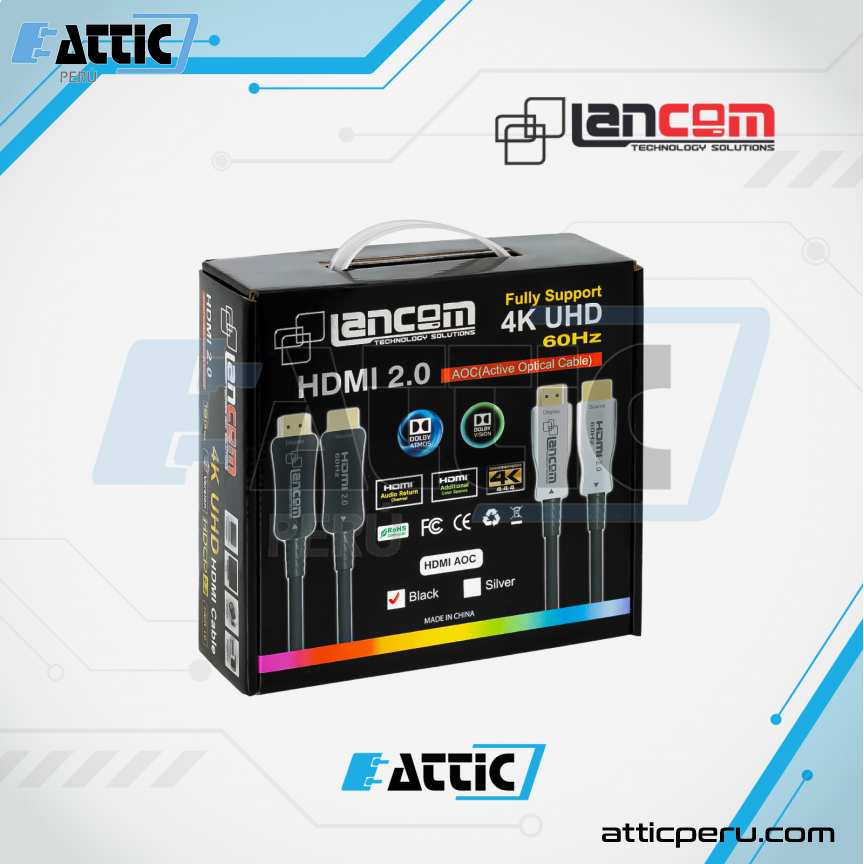 Cable HDMI LANCOM Fibra Optica 4K 100m Negro ZZ-HAA01-100M