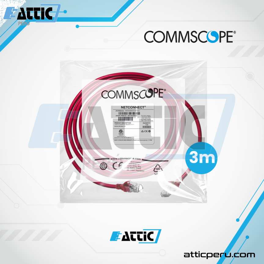 Patch Cord COMMSCOPE Cat 6A S/FTP 3m Rojo NPC6ASZDB-RD003M