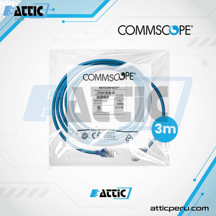 Patch Cord COMMSCOPE Cat 6A S/FTP 3m Azul NPC6ASZDB-BL003M