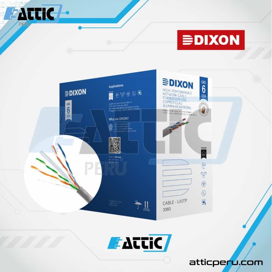 Cable UTP Dixon Cat 6 CCA 4x23 Interior Negro 3060