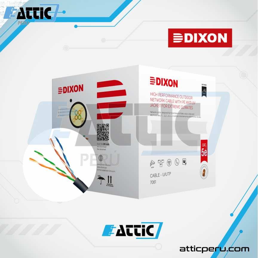 Cable UTP Dixon Cat 5e Cobre  4x24 Exterior Negro 7061