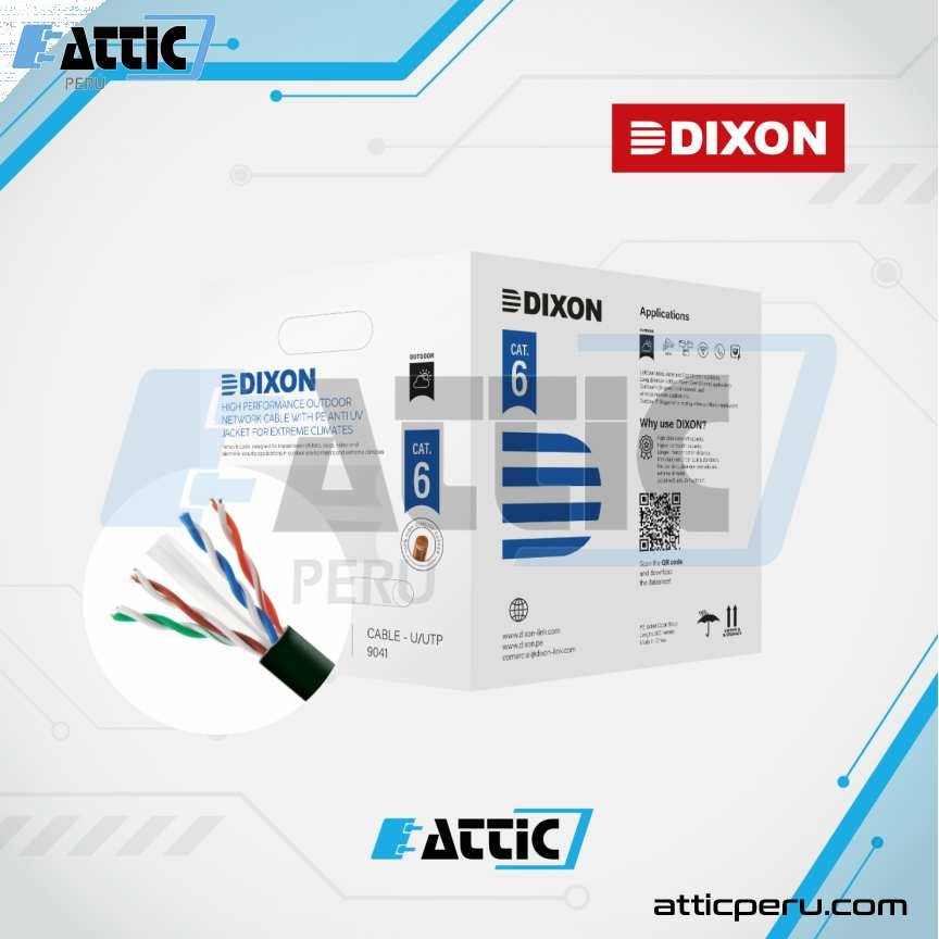 Cable UTP Dixon Cat 6 Cobre 4x24 Exterior Negro 9041