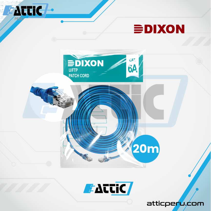 Patch Cord LSZH Cat6A DIXON 20m Azul 6A-CBHC-BL20