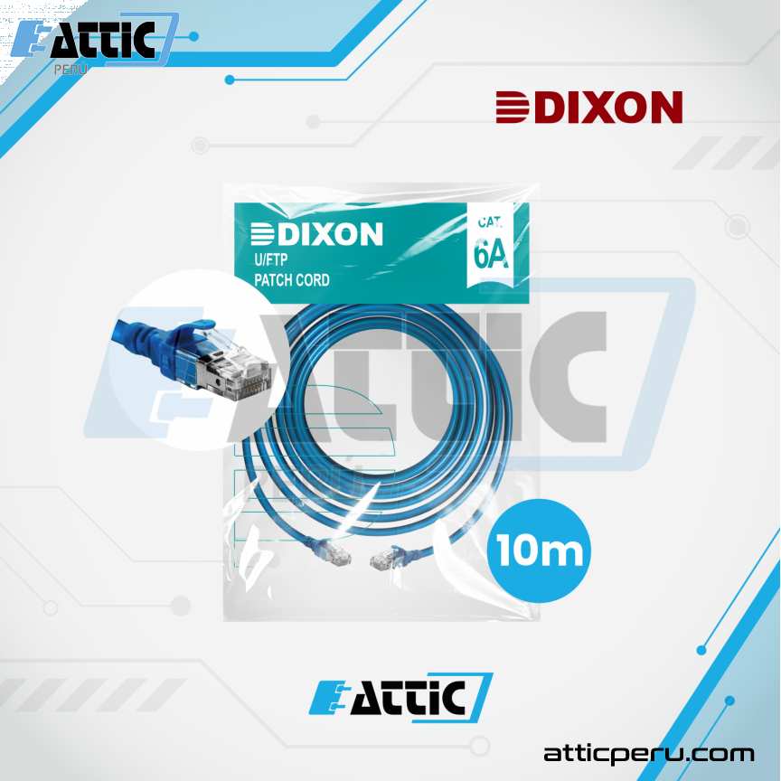 Patch Cord LSZH Cat6A DIXON 10m Azul 6A-CBHC-BL10