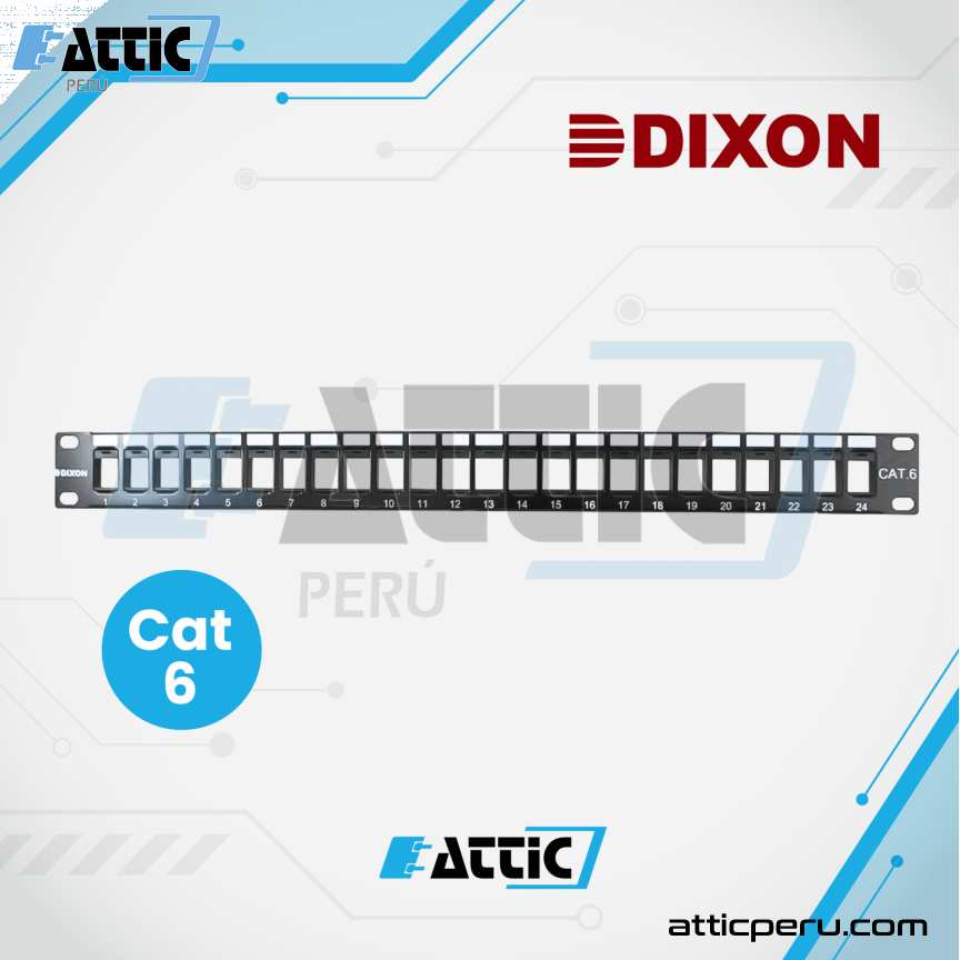 Patch Panel 24P Cat 6 Vacio DIXON PKJ24-C6-A/BK
