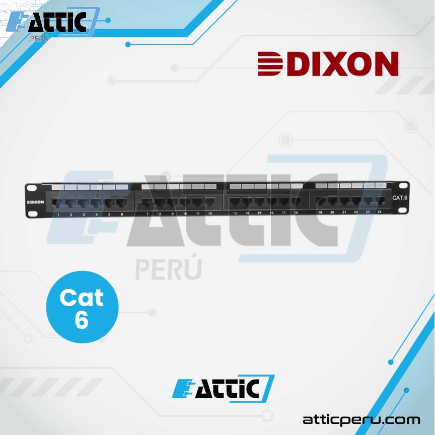 Patch Panel 24P Cat6 Cargado DIXON P24T-K11-C6C/BK