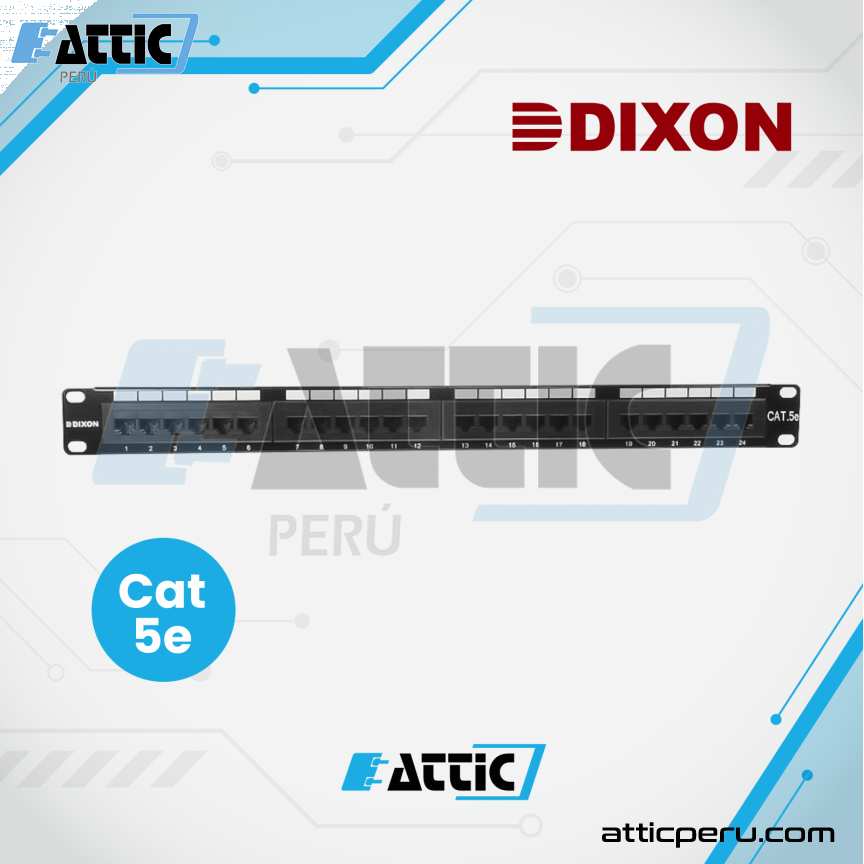 Patch Panel 24P Cat5e Cargado DIXON P24T-K11-CEC/BK