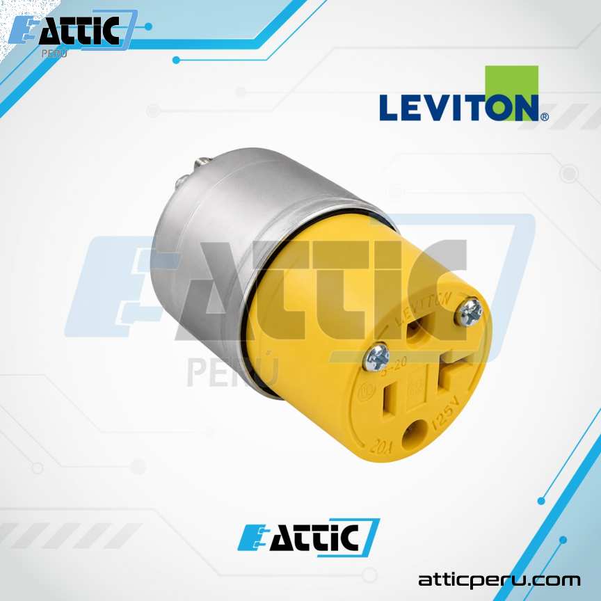 LEVITON 520CA Conector Aéreo Blindado 20A 125V NEMA 5-20R Amarillo