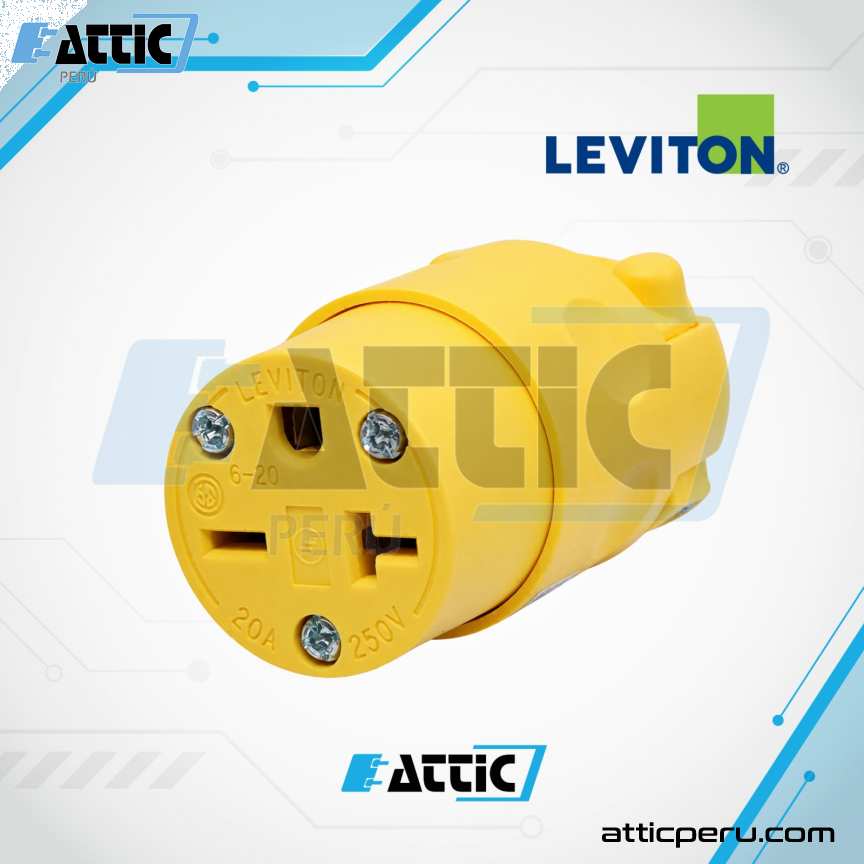 LEVITON 620CV Conector Aéreo 20A 250V NEMA 6-20R Amarillo