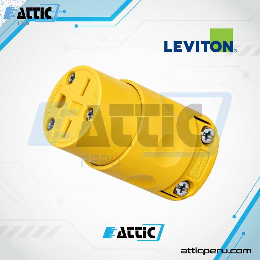 LEVITON 61CV Conector Aéreo 15A 250V NEMA 6-15R Amarillo