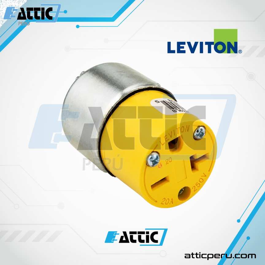 LEVITON 620CA Conector Aéreo 20A 250V NEMA 6-20R Amarillo