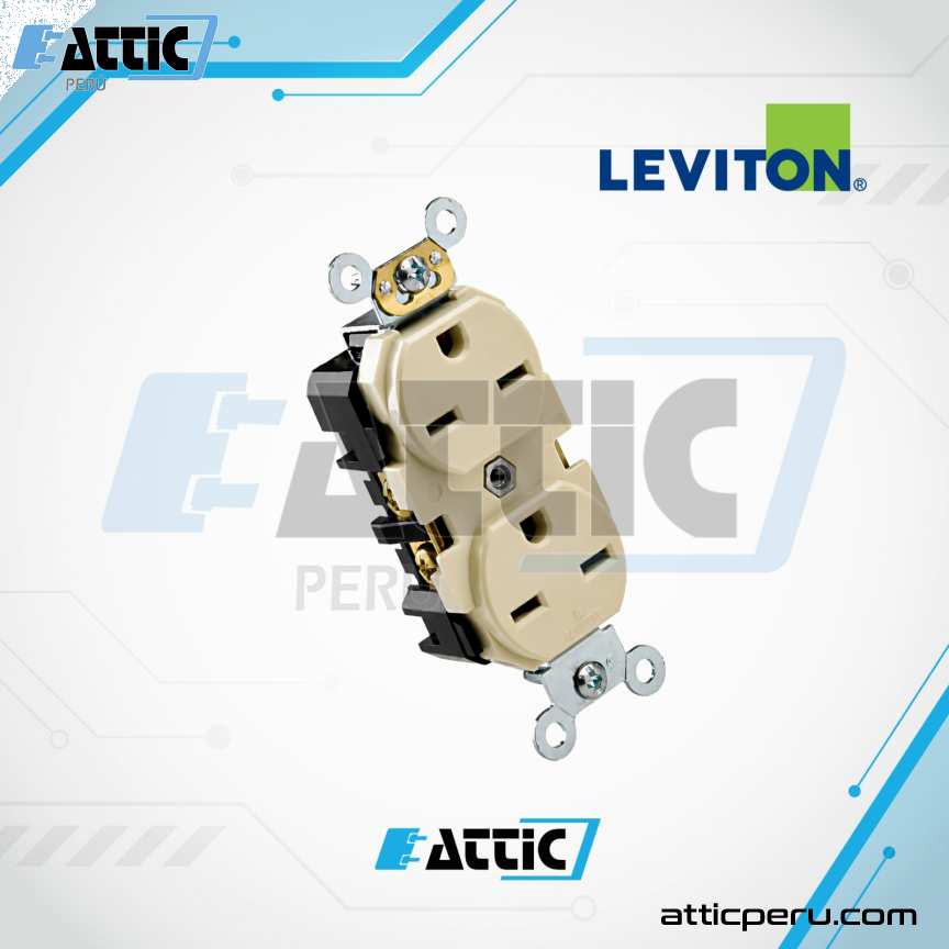 Tomacorriente Dúplex Industrial Marfil 15A 250V LEVITON 5662-I
