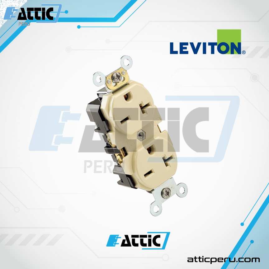 Tomacorriente Dúplex Industrial Marfil 20A 250V LEVITON 5462-I