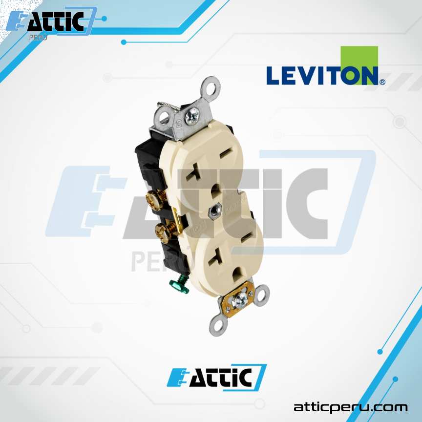 Tomacorriente Dúplex Comercial 20A 250V LEVITON Marfil 5824-I