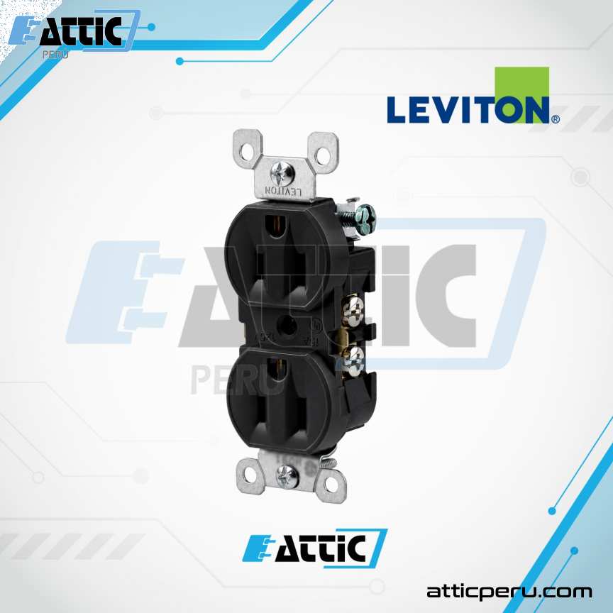 Tomacorriente Dúplex Residencial 15A 125V LEVITON Negro 5320-ECP
