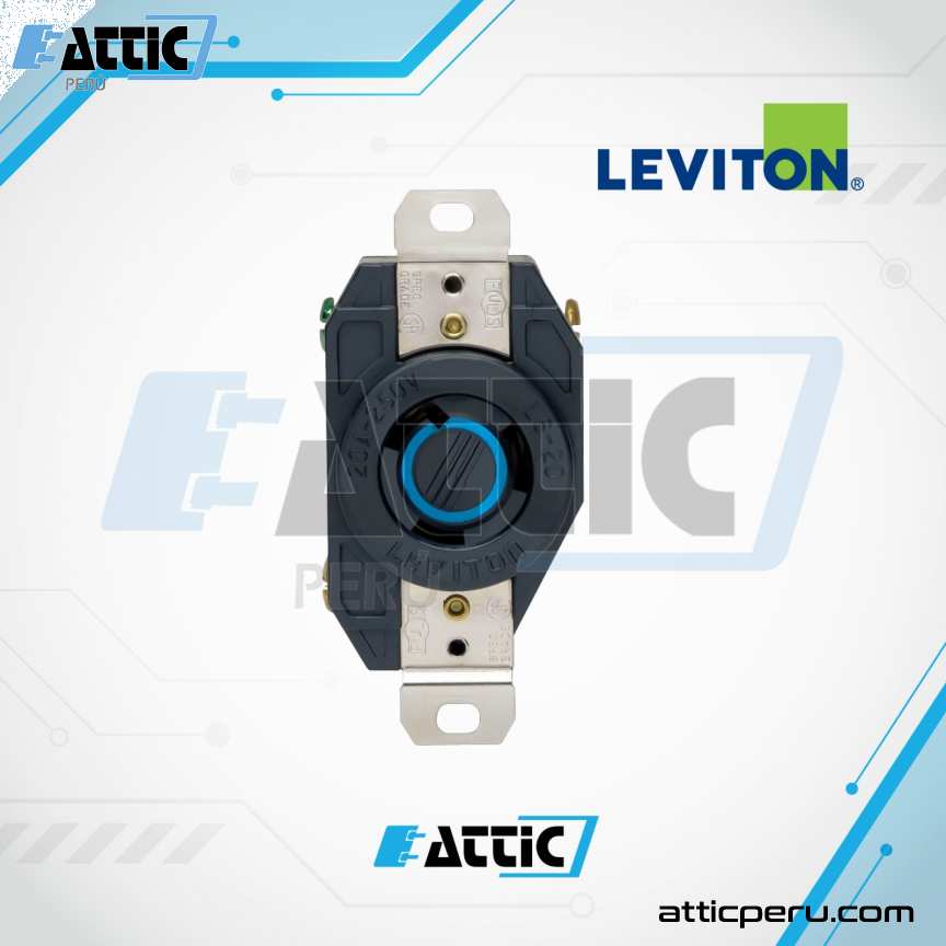 LEVITON 2320 Tomacorriente Empotrado 20A 250V NEMA L6-20R Negro