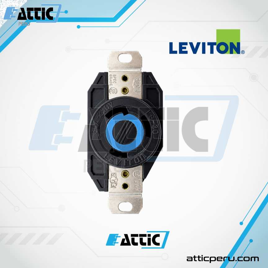 LEVITON 2620 Tomacorriente Empotrado 30A 250V NEMA L6-30R Negro