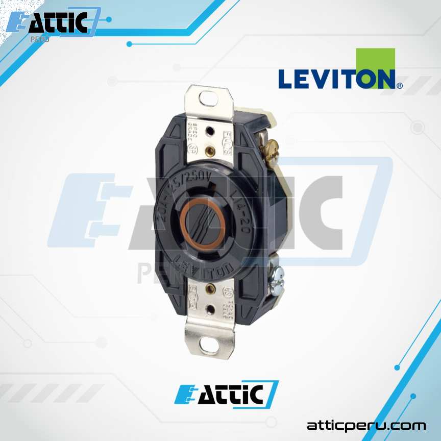 LEVITON 2410 Tomacorriente Empotrado 20A 125/250V NEMA L14-20R Negro