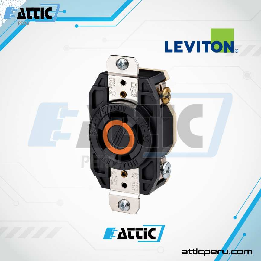 LEVITON 2710 Tomacorriente Empotrado 30A 125/250V NEMA L14-30R Negro