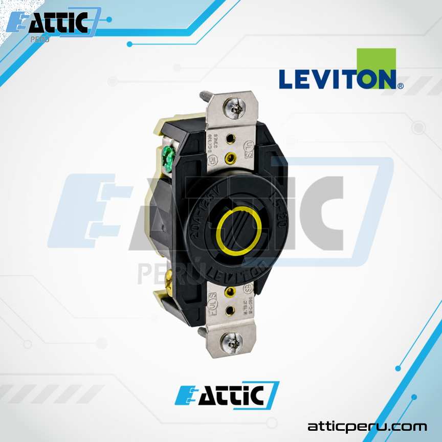 LEVITON 2310 Tomacorriente Empotrado 20A 125V NEMA L5-20R Negro