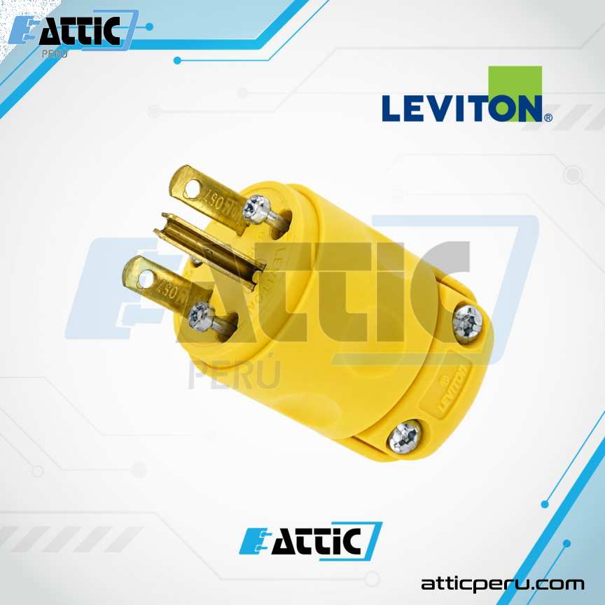 LEVITON 615PV Enchufe aéreo 15A 250V línea a tierra Amarillo M/Chino