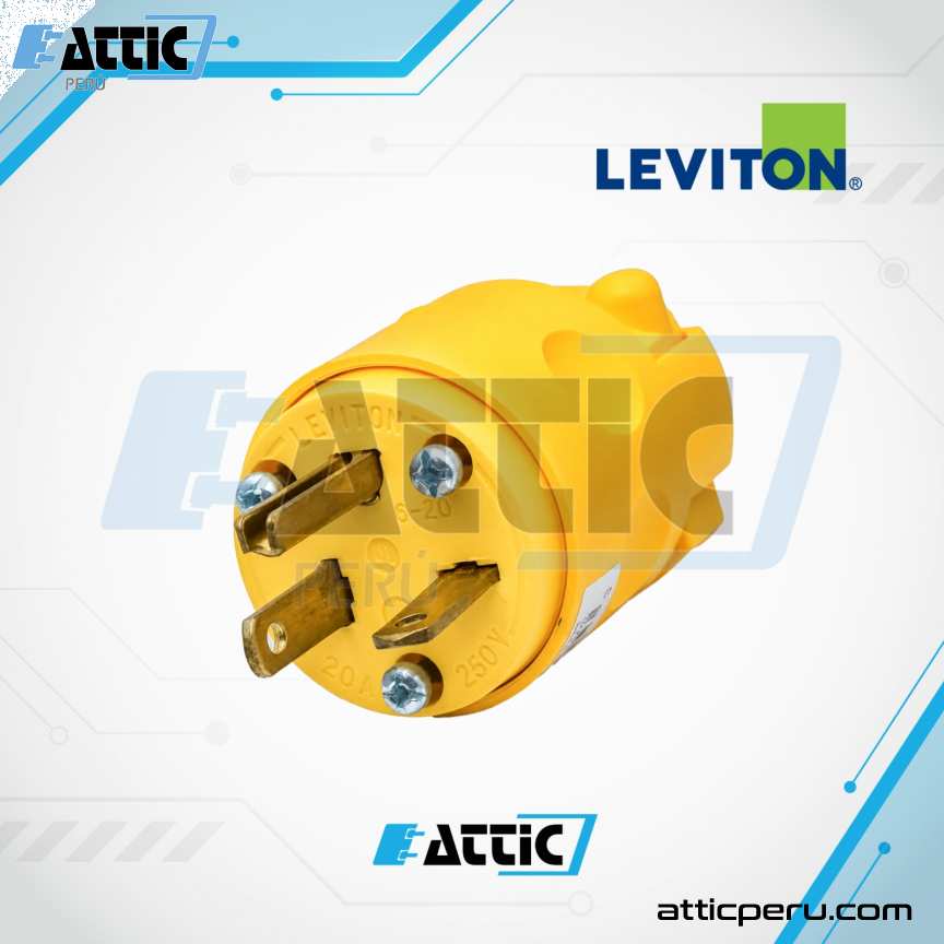 LEVITON 620PV Enchufe aéreo 20A 250V línea a tierra Amarillo M/Chino