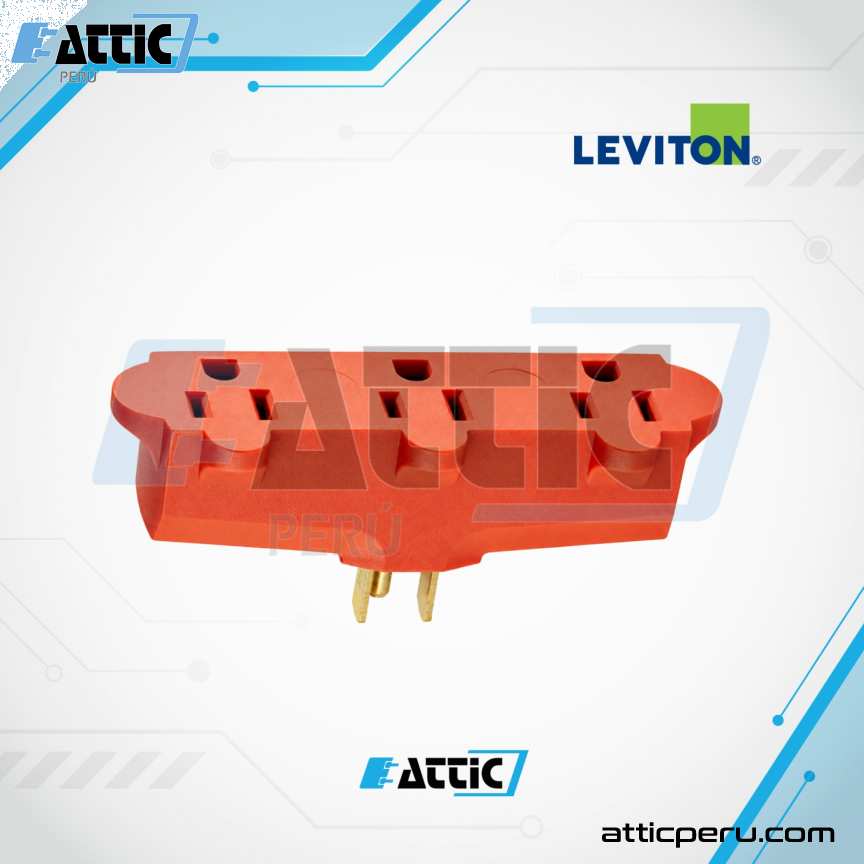Adaptador Triple Tomacorriente LEVITON 15A Naranja 699