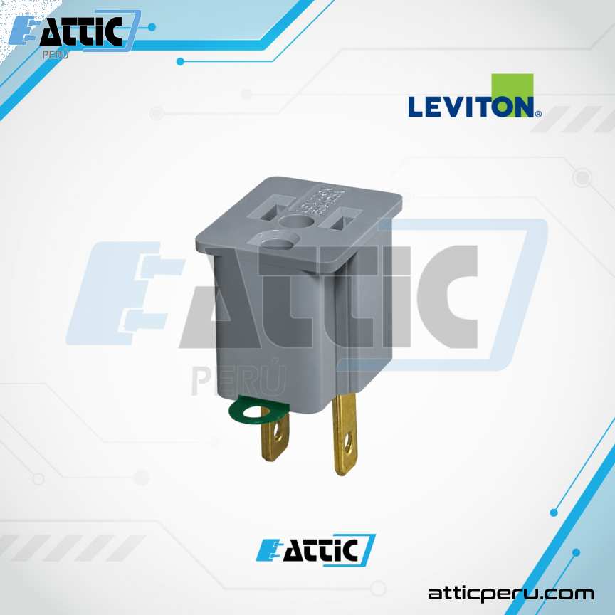 Adaptador 2 Hilos a Tierra LEVITON 15A Gris 274