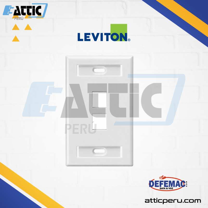 Placa de Pared QUICKPORT LEVITON 2P Blanca 42080-2WS