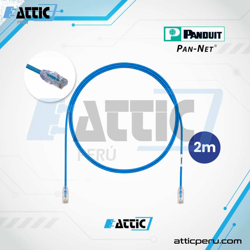 Patch Cord Cat6A 28AWG 2m Azul Panduit PANNET UTP28X2MBU