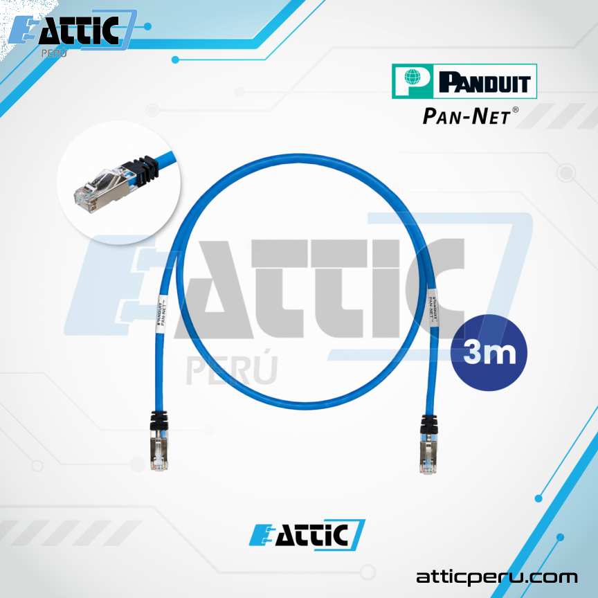 Patch Cord STP Cat6A 26AWG 3m Azul Panduit PANNET STP6X3MBU