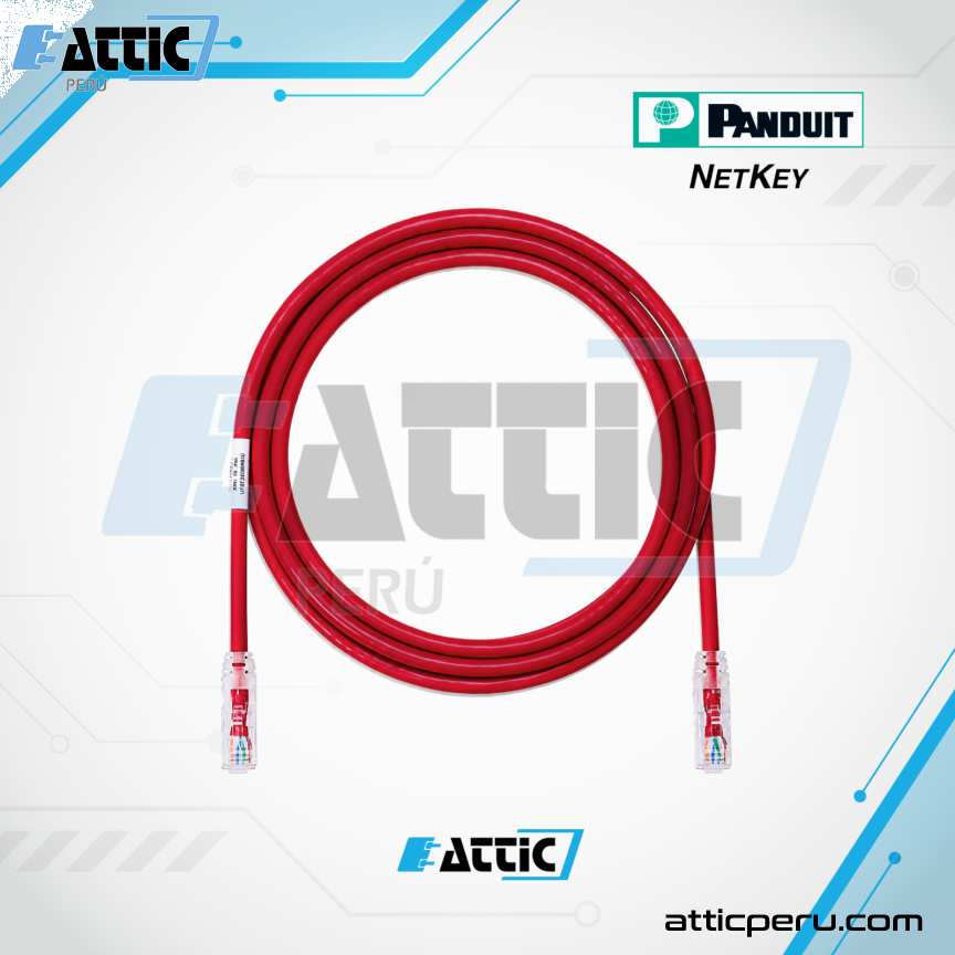 Patch Cord UTP Cat6 24AWG 10m Rojo Panduit NETKEY NK6PC10RDY