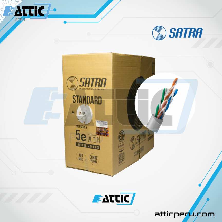 Cable UTP SATRA Cat 5e PVC 4x24 Interior Gris 0201013006